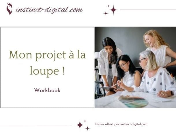 Workbook offert par Instinct Digital pour faire le point sur mon projet